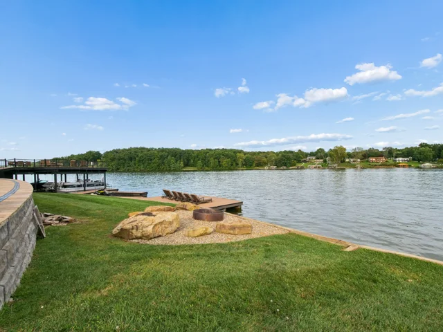 Dock, shoreline and lakefront grounds at 88 Lakeview Court