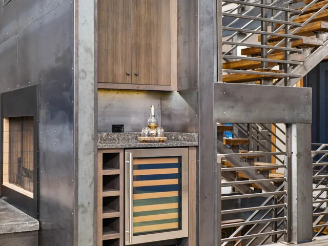 Fireplace wine bar at 88 Lakeview Court
