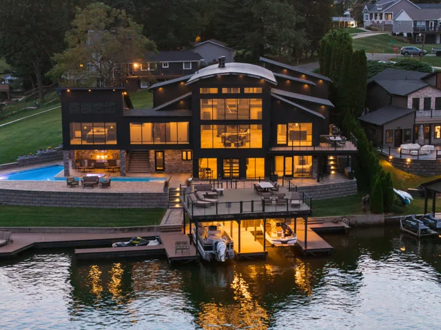 The residence at twilight at 88 Lakeview Court