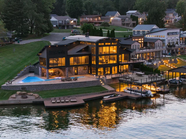 The residence at twilight at 88 Lakeview Court
